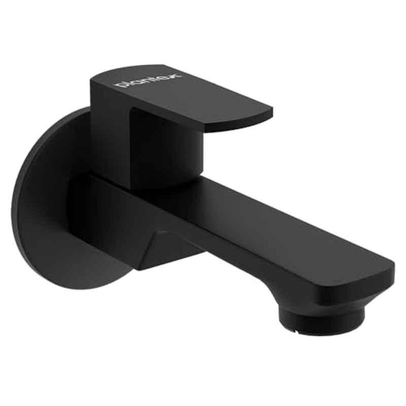 Plantex Single Lever Long Body Bib Tap for Bathroom with Water Saving Aerator/Tap for Wash Basin with Brass Spindle/Wall Mount Bib Tap with Wall Flange and Teflon Tape SAGA-Black