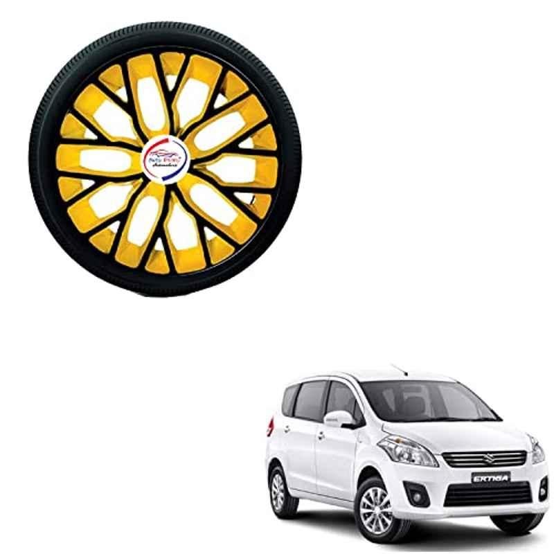 Auto Pearl 4 Pcs 15 inch ABS Black & Yellow Hubcap Wheel Cover Set with Retention Ring for Maruti Suzuki Ertiga Type 1