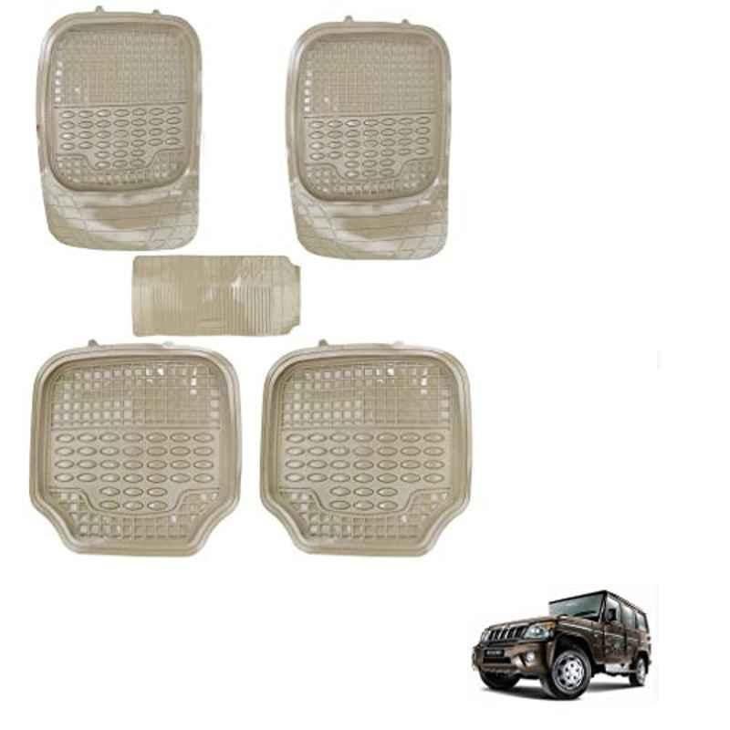 Kozdiko 5 Pcs 4G Beige Rubber & PVC Heavy Car Foot Mat Set for Mahindra Bolero, koz_80779