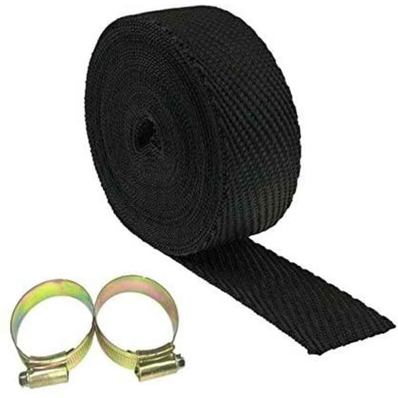 AOW Silencer Wrap Bike Exhaust Heat Shield for Royal Enfield Classic Desert Storm, (Black) Length-5 Metre