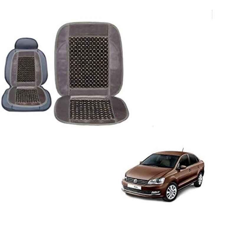Kozdiko Wooden Bead Seat with Grey Velvet Border for Volkswagen Vento, KOZ-87192