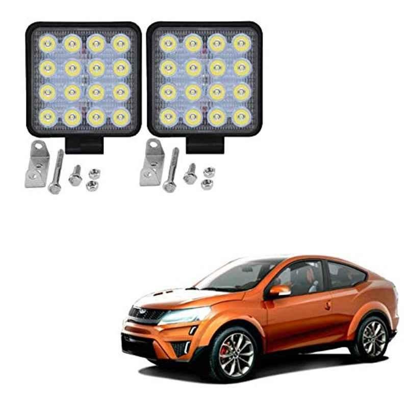 Kozdiko 2 Pcs 48W 16 LED White Bright Beam Square Fog Light Set for Mahindra Xuv aero, koz_92629