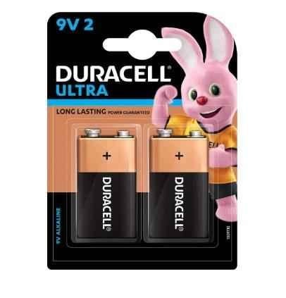 Duracell Ultra Alkaline 9V Battery, 2 Pcs