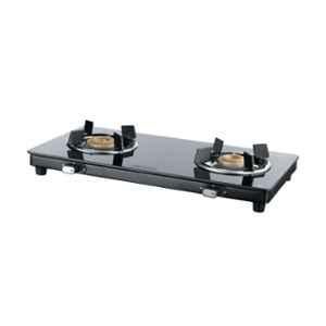 Usha Ebony Neo Slim Glass Top Black 2 Burner Gas Stove with Stainless Steel Body, EBNSL2RGC