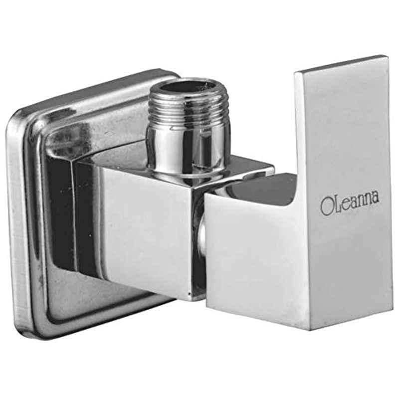 Oleanna Square Brass Silver Chrome Finish Angle Valve with Wall Flange
