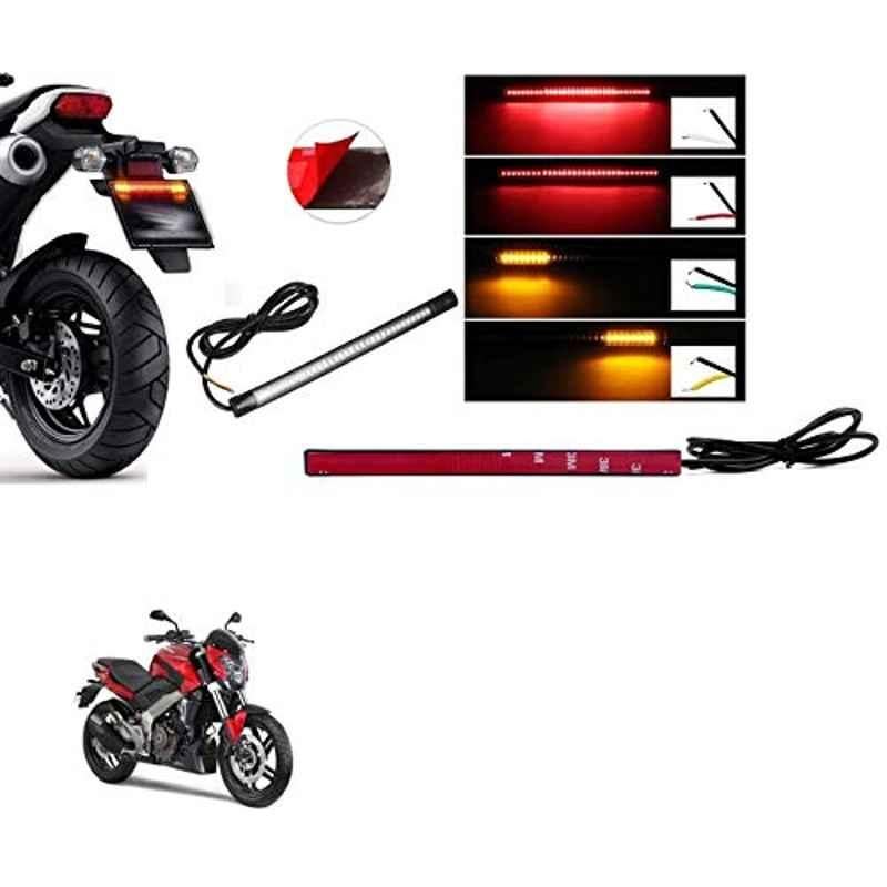 Kozdiko 48 SMD Bike Red Flexible LED Strip Tail Brake Light with Yellow Turn Indicator Light for Bajaj Pulsar Vs 400