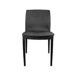 Diya Alpha Black Solid Back Cushion Plastic Chair without Arm