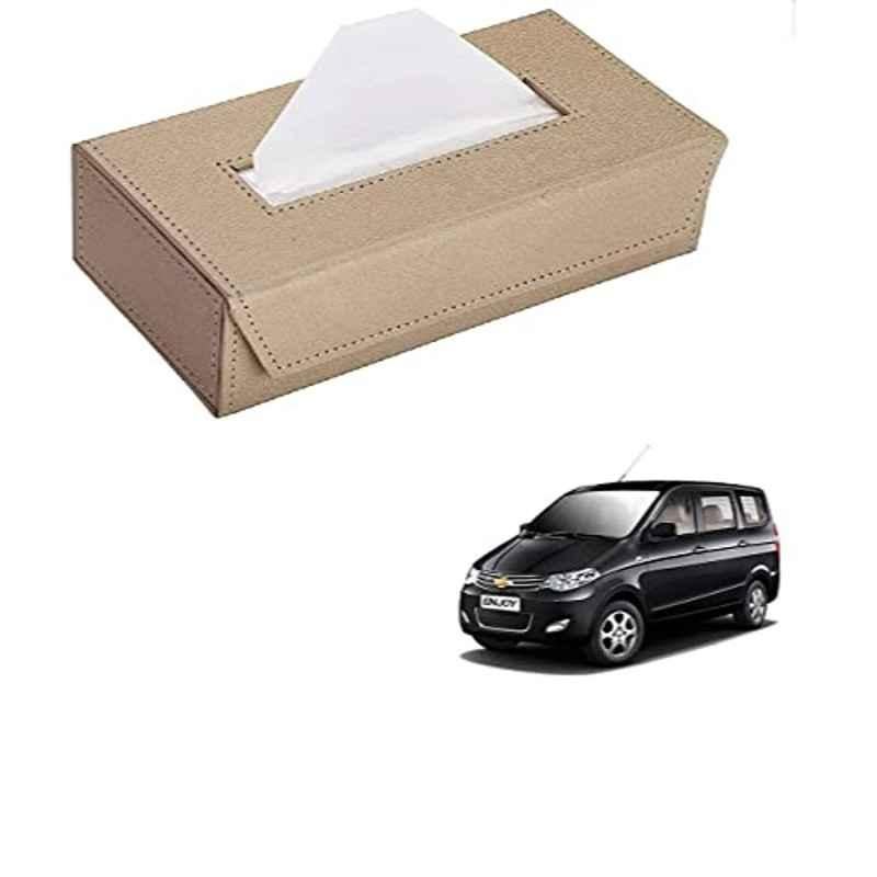 Kozdiko 100 Pulls PU Leather Beige Car Tissue Paper Box with 200 Sheets for Chevrolet Enjoy