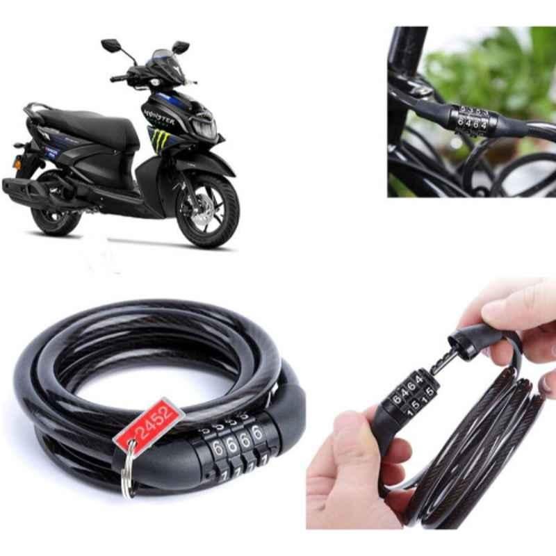 Auto Pearl PVC & Plastic Black Combination Cable Lock for Ray ZR-125FI BS6