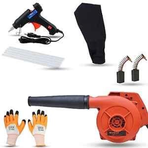 Walkers 800W Plastic Yellow Electric Air Blower with Carbon Brushes, Gloves, Glue Gun & 5 Pcs Glue Sticks, WKCB302