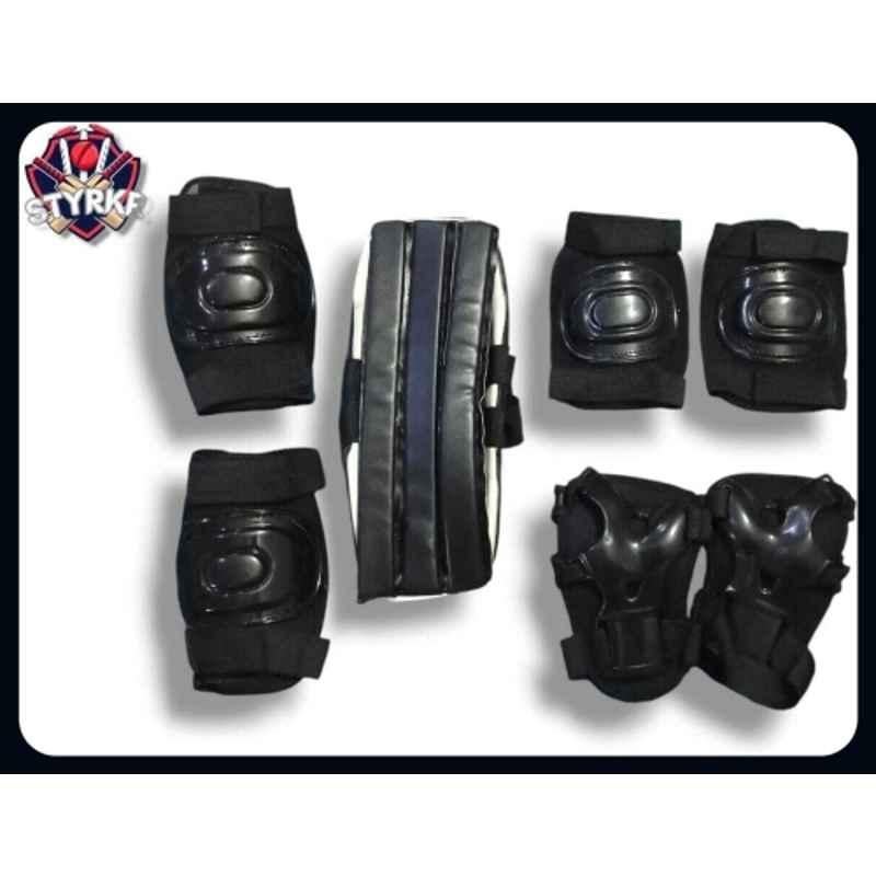 STYRKR Plastic & EVA Foam Black Skating Kit for Kids (5-12 Years) | Cycling Safety Kit | Knee, Elbow, Skating KitKIT-672
