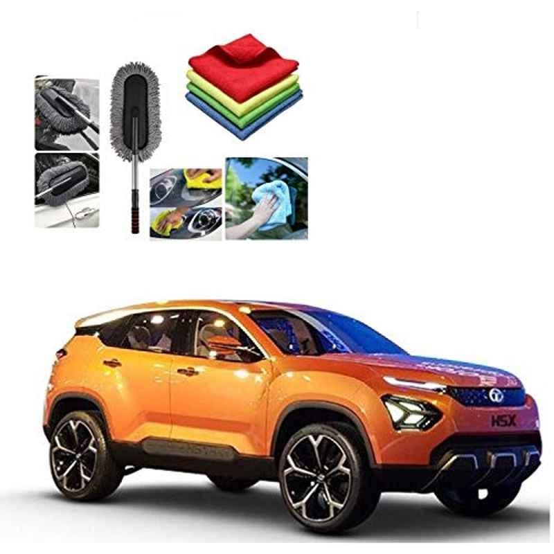 Kozdiko 4 Pcs 40x40cm Microfiber Car Cleaning Cloth Set & Cleaning Duster Combo for Tata Harrier H5X