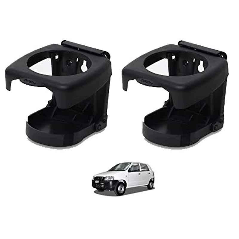 Kozdiko Plastic Black Foldable Car Drink Holder for Maruti Suzuki Alto (Pack of 2)