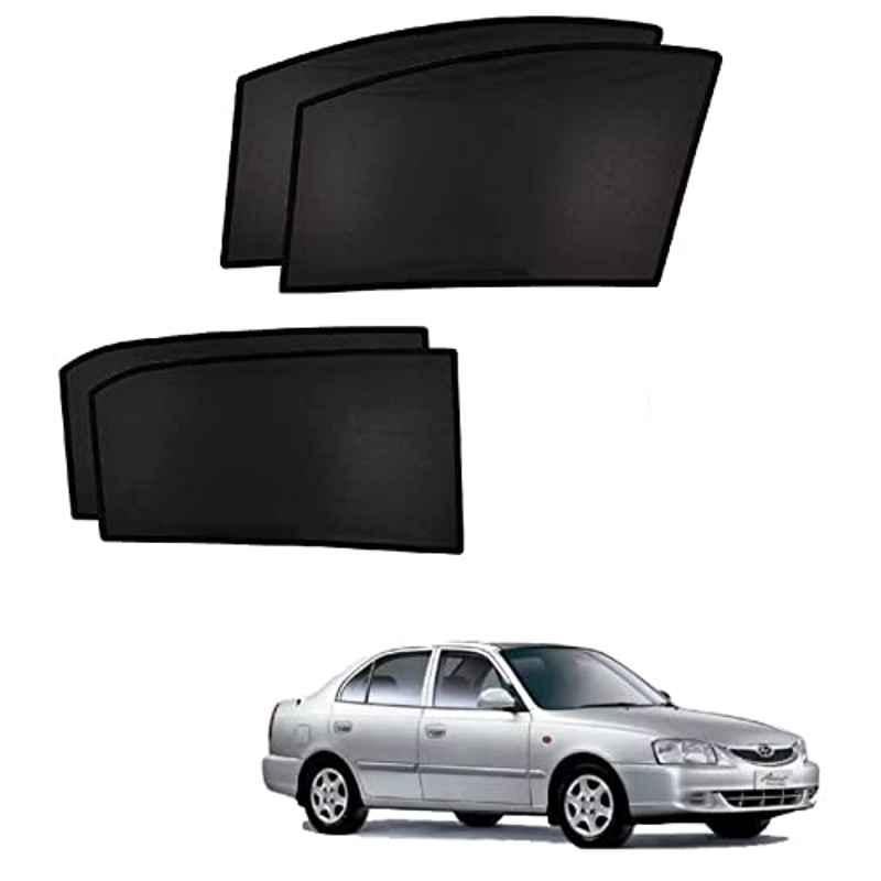 Kozdiko 4 Pcs Custom Fit Non Magnetic Curtains Mesh Car Sun Shade Set for Hyundai Accent