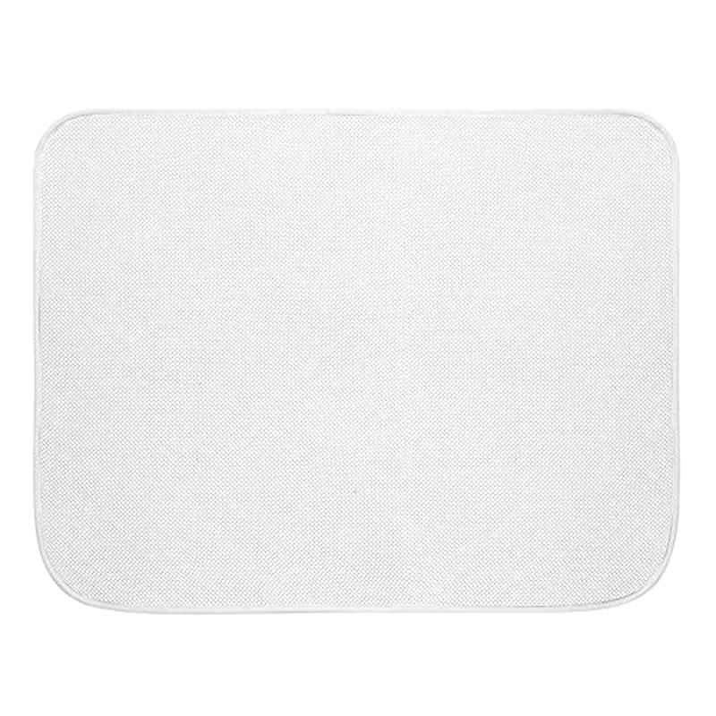 iDesign Polyester White Microfiber Bath Mat, 16215, Size: Large