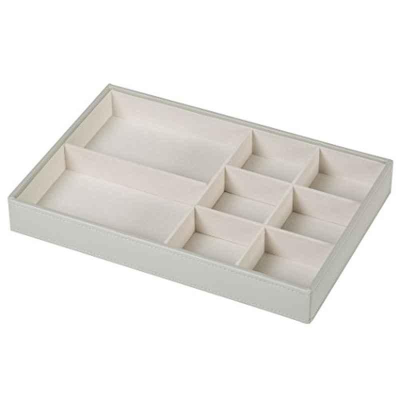 Richards 8 Compartment Faux Leather Pebbled Grey Jewellery Storage Organizer Tray