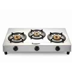 Fogger Tripple Cook 3 Burner Stainless Steel Silver Manual Ignition Gas Stove with 2 Years Warranty
