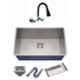 Spazio 24x18x10 inch Stainless Steel Silver Matt Finish Single Bowl Kitchen Sink with Flexible Sink Mixer, Waste Coupling, Waste Pipe & Fruit Basket