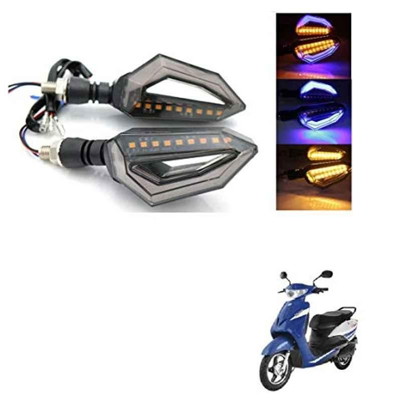 Kozdiko 4 Pcs Bike D Shaped 9 LED Front & Rear Side Turn Signal Indicator Light Set for Indus Yo Xplor