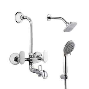 IRIS Passion 3 Pcs Brass Chrome Finish 3 in 1 Wall Mixer, Head Shower & Hand Shower Set, IRIS-1