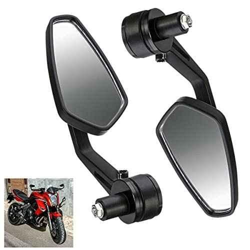 Miwings Cnc Alloy Stylish Design Mirror For Motorbike Rearview Side Handle  Bar End Mirrors For All Universal Bikes (Left Right, Pack Of 2, Black)