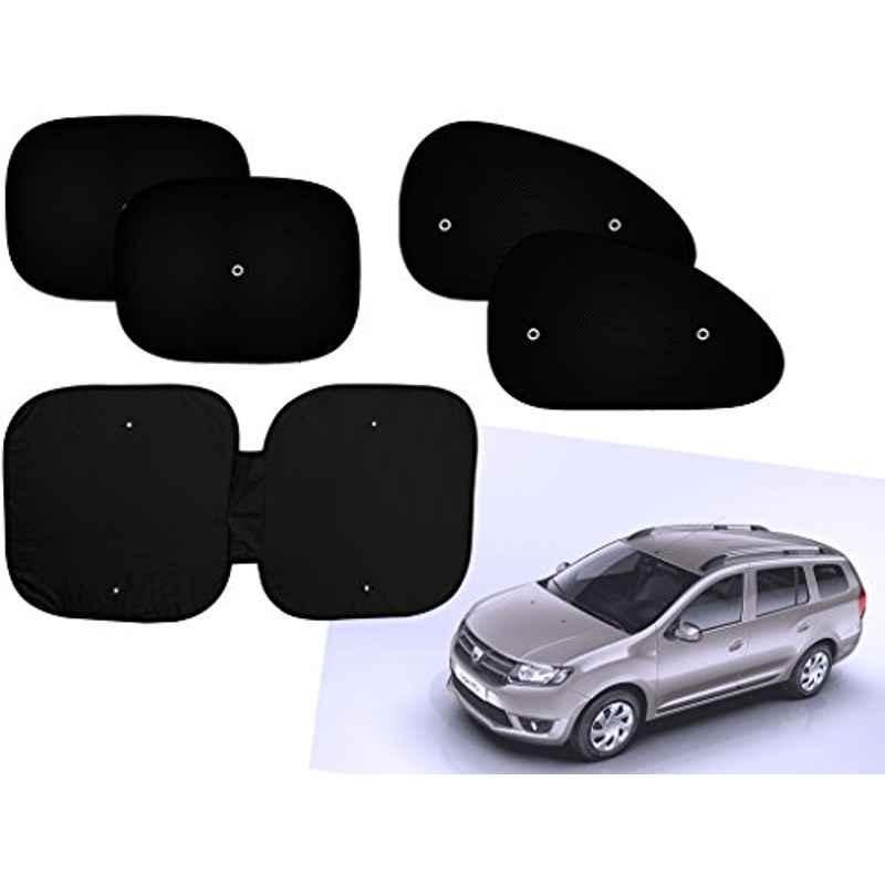 Auto Pearl 5 Pcs PVC & Mesh Black Window & Front Sun Shade Set for Mahindra Renault Logan