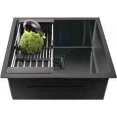 Fossa FS-01B 18x16x9 inch Stainless Steel Matt Finish Black Single Bowl Handmade Kitchen Sink