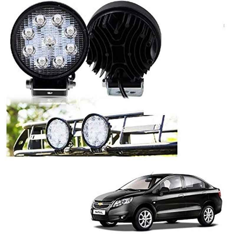 Kozdiko 2 Pcs 27W 4 inch 9 LED Waterproof Round White Fog Light Set with Mounting Brackets for Chevrolet Sail, kozd_20026