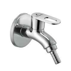 Cliquin Desire Venna Brass Silver Chrome Wall Mounted Nozzle Bib Cock for Washing Machine, Garden & Outdoor Use