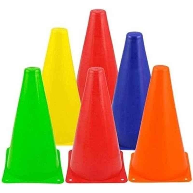GLS 23cm Plastic Multicolour Cone Marker for Cricket, Football, Hockey, Basketball & Tennis (Pack of 9)