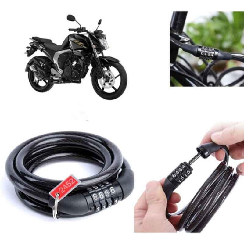 Auto Pearl PVC & Plastic Black Combination Cable Lock for FZ FI BS6