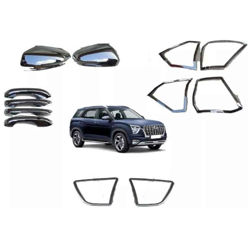 Prior Chrome Plated Santro-xing (Lx) Catch Cover, Side Mirror Cover, Tail Lamp Moulding, Head Lamp Moulding Hyundai Mini Chrome Kit