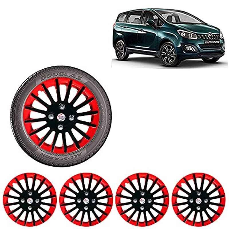 Auto Pearl 4 Pcs 15 inch ABS Red & Black Car Wheel Cover Set for Mahindra Mahindra Marazzo 2019