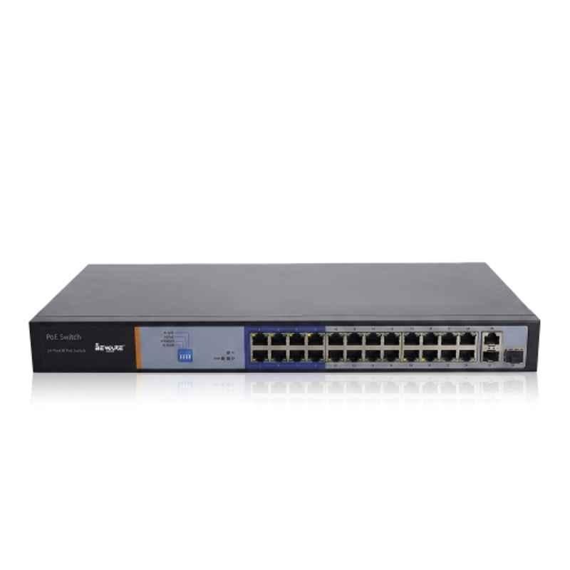 Beware 24 Port PoE Switch with 2 Uplink Ports | Professional Fast Ethernet PoE Switch for CCTV Surveillance Systems