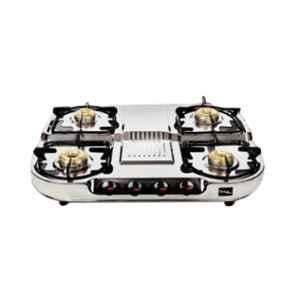 Sigri-Wala Surya Prime Cook 4 Burner Draw Stainless Steel Manual Gas Stove