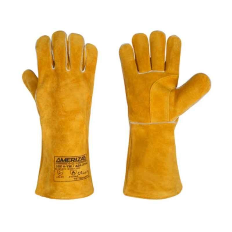 Ameriza E202310920 Leather Yellow Safety Gloves, Size: 16 inch
