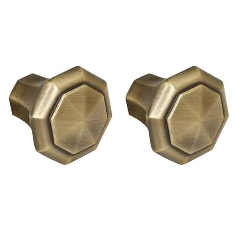 Plantex Knobs for Drawer/Octagon Shape Drawer Knobs/Knobs for Cabinets/Pull-Push Knobs for Kitchen/Bedroom Drawer (Pack of 2) DTK-302, Antique Brass