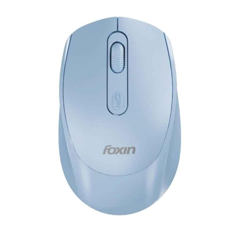 Foxin Flow 1600DPI 2.4 GHz Blue Wireless Optical Mouse with Rechargeable Battery & Dual Connectivity for Laptop, MacBook & PC