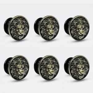 Plantex Lion Face Knobs for Drawer | Kitchen Cabinet Knobs | Pulls Handles for Wardrobe Kitchen (Pack of 6) Brass-Antique