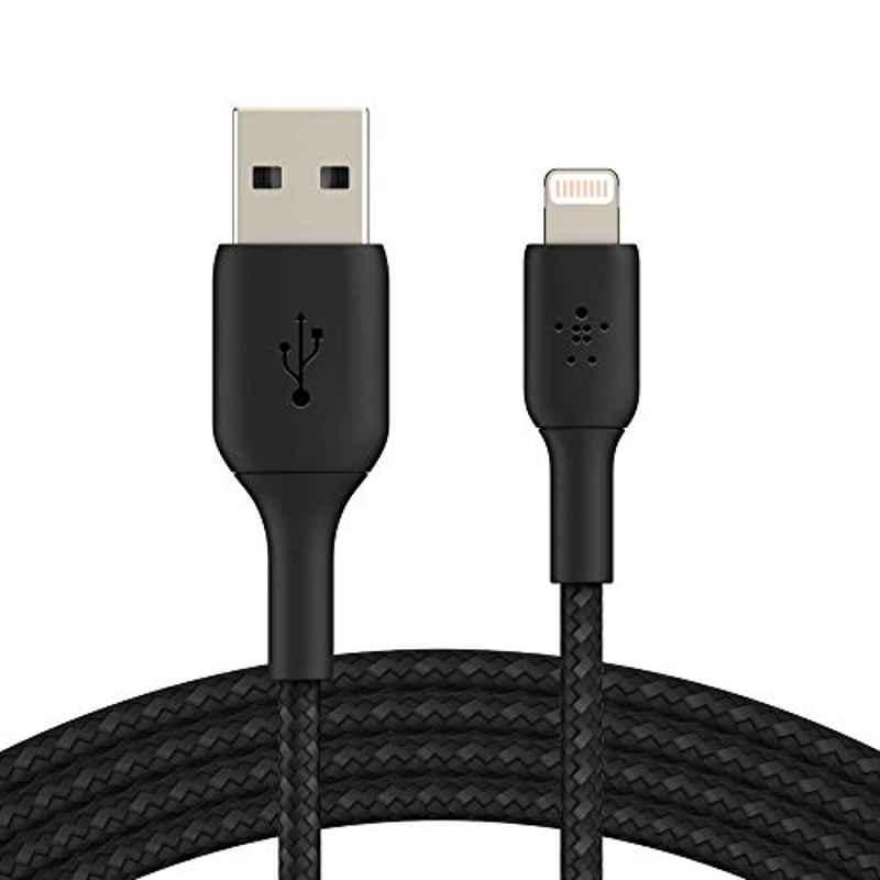 Belkin 1m Black Braided USB to Lightning Cable, CAA002BT1MBK