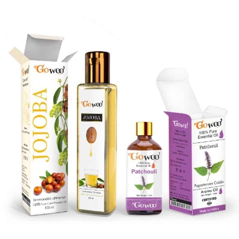 GoWoo 2 Pcs 10ml Natural Patchouli Aroma Oil & 100ml Jojoba Carrier Oil Set, GWOC1065-P39+P175