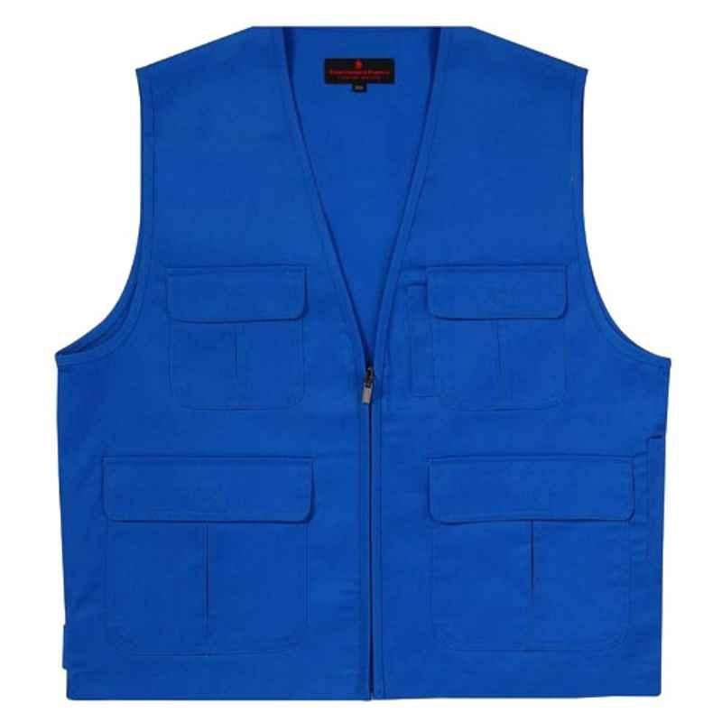 Superb Uniforms Cotton Royal Blue Safety Vest Jacket, SUW/Ry/VJ-01, Size: L