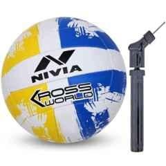 Nivia Kross World Volleyball + Double Action Air Pump Volleyball, Size: 4 (Standard) (Pack of 2) Multicolour)