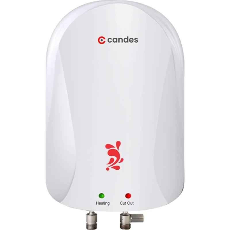 Candes Fiesta 3L 3000W ABS White Instant Electric Water Heater Geyser, 3fistacc