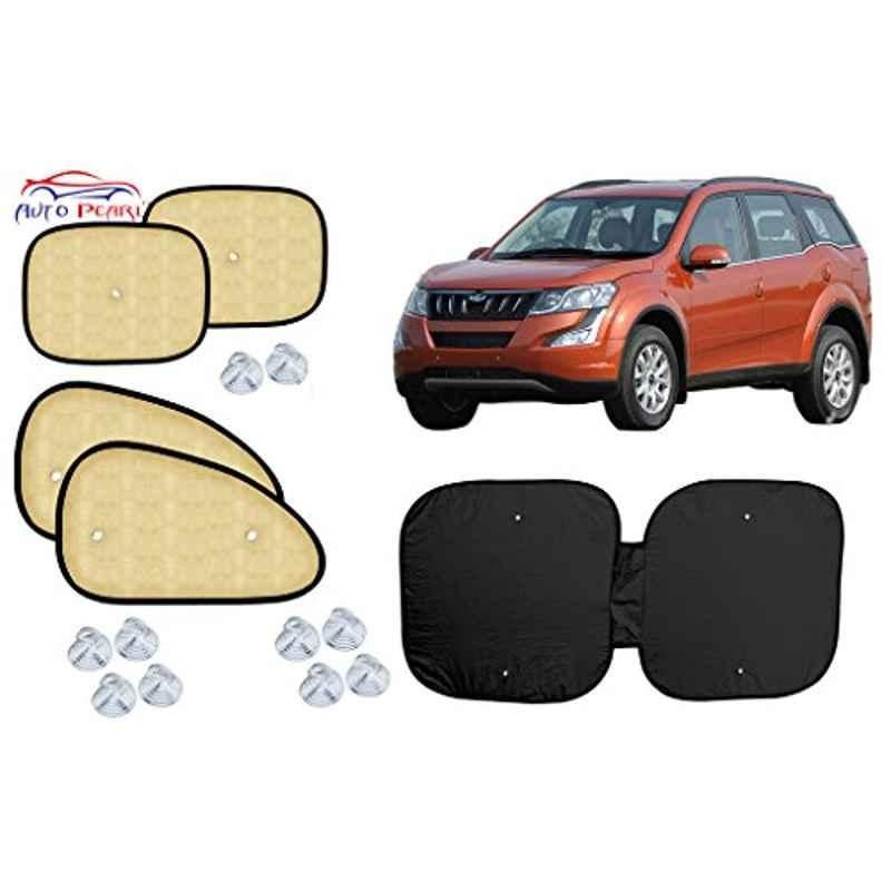 Auto Pearl 5 Pcs PVC & Mesh Beige Window & Front Sun Shade Set for Mahindra XUV 500 2015