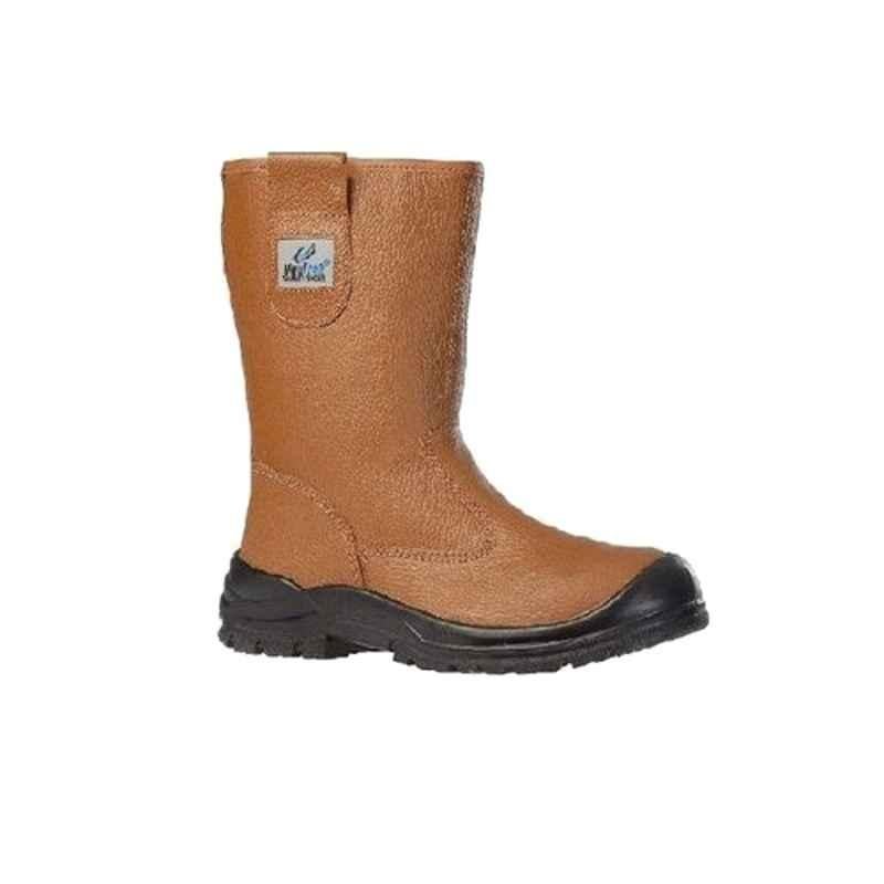 Vaultex UBA Leather Tan Mid Calf Steel Toe Gumboots, Size: 44