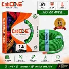 CabONE Lite 1.5 Sqmm Green Single Core FR PVC Insulated CCA Copper Electrical Wire, Length: 45 m