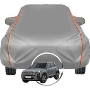 Allextreme Polyester Grey Piping Car Cover with Triple Stitched Reflective Piping for Hyundai Creta Fits All Model & Year, HYU-CRETA-BLK