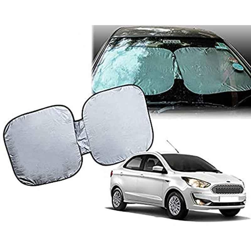 Auto Pearl Polyester Silver Front Window Sunshade Car Curtain for Ford Figo 2019