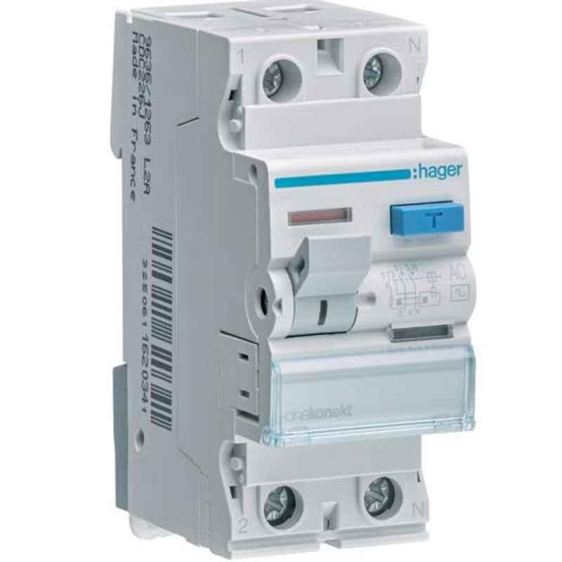 Hager 63A 300mA Double Pole Residual Current Circuit Breaker, CFC264J